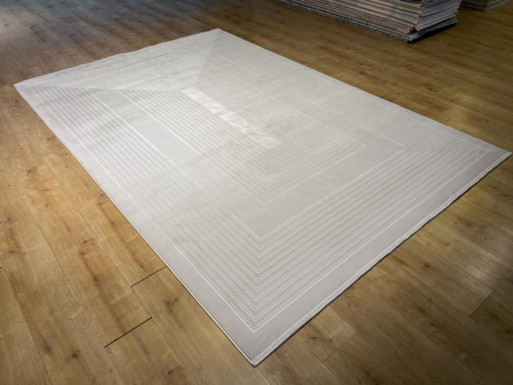 7x10 ft White Bamboo Area Rug, Modern Living Room Rug