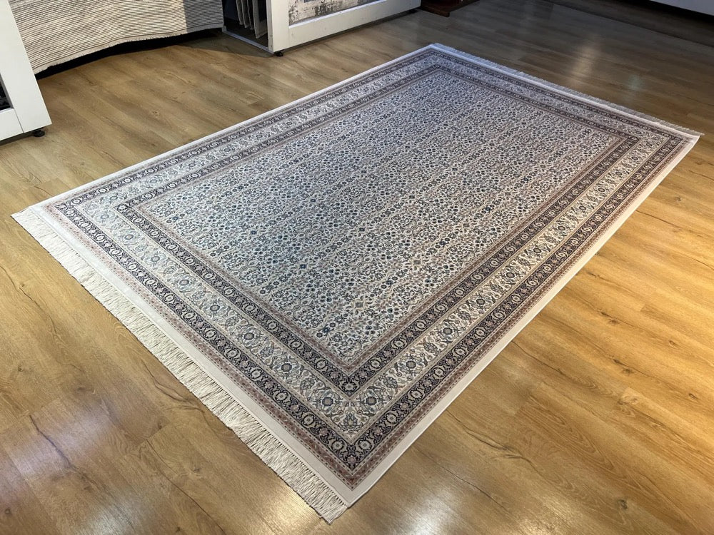 Ivory Turkish Style Silk Rug, Classic Area Rug