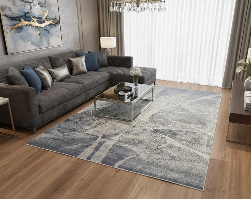 7x10 ft Gray Green Bamboo Rug, Modern Area Rug