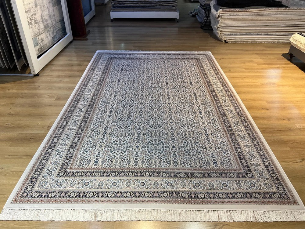 Ivory Turkish Style Silk Rug, Classic Area Rug